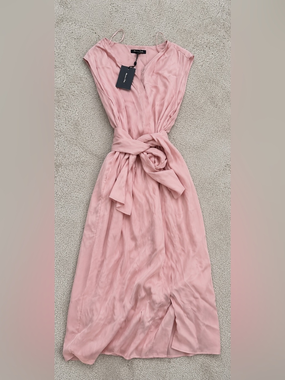 Massimo Dutti Sleeveless Blush Pink Tie-Waist Maxi Dress - Picture 3 of 3
